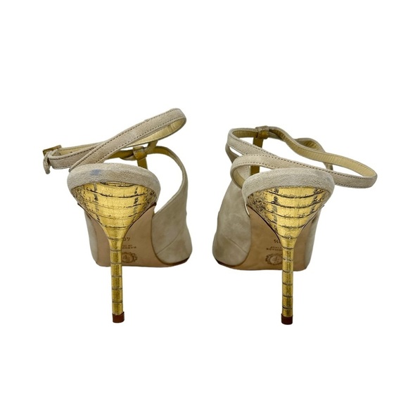 NWOT Sarah Flint Designer Pointy Toe Suede T-Strap Pumps Size 40.5 - Picture 4 of 10